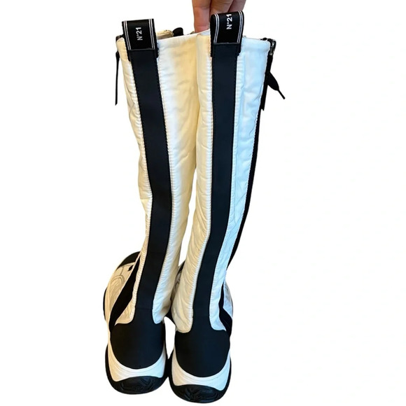 No. 21 Knee High Lace Up Sneaker Boots White Black 37 NWOB Unique Designer Rare - Picture 3 of 12
